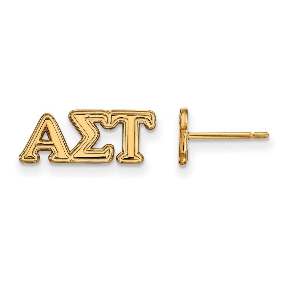 14K Plated Silver Alpha Sigma Tau XS Greek Letters Post Earrings, Item E17474 by The Black Bow Jewelry Co.