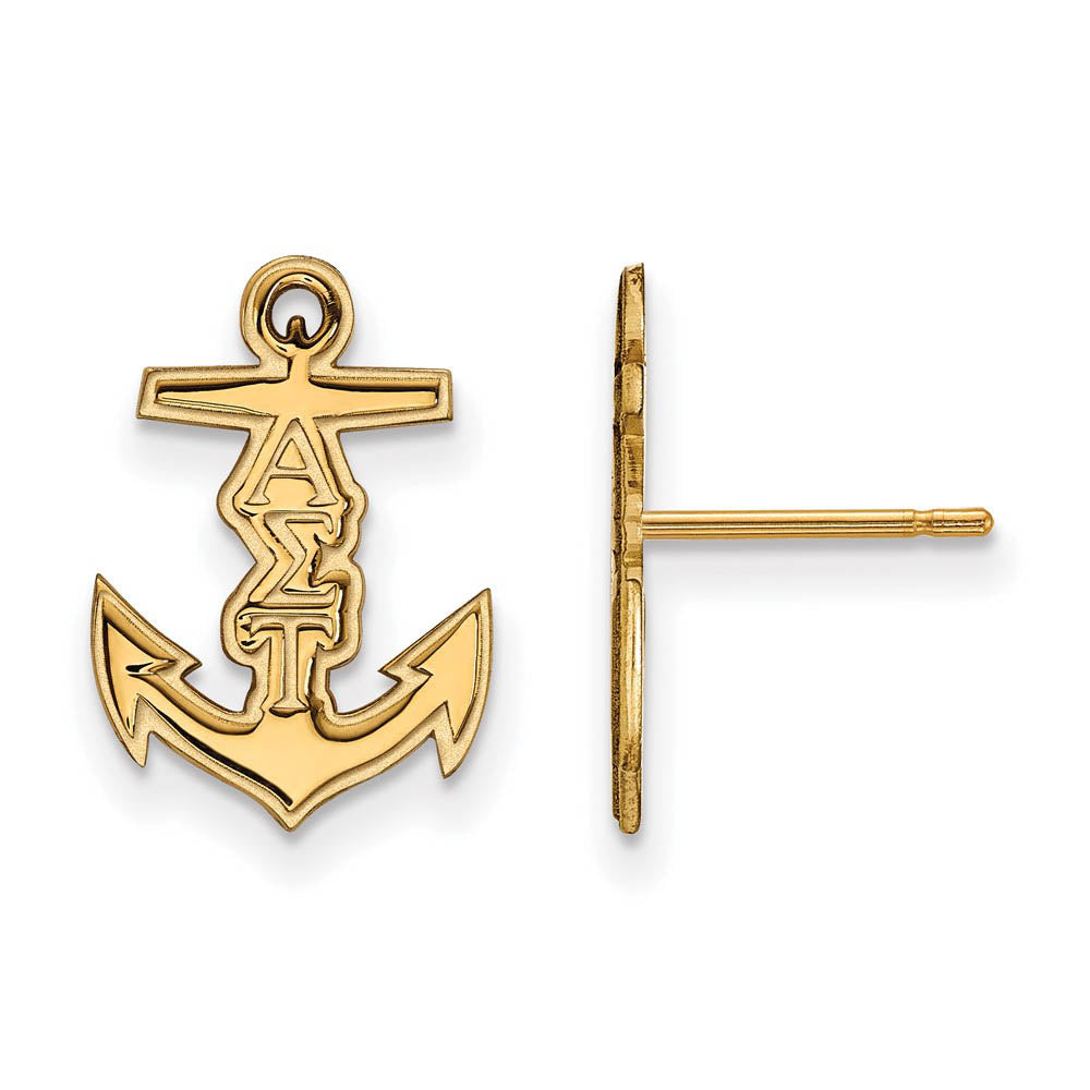14K Plated Silver Alpha Sigma Tau XS Post Earrings, Item E17475 by The Black Bow Jewelry Co.