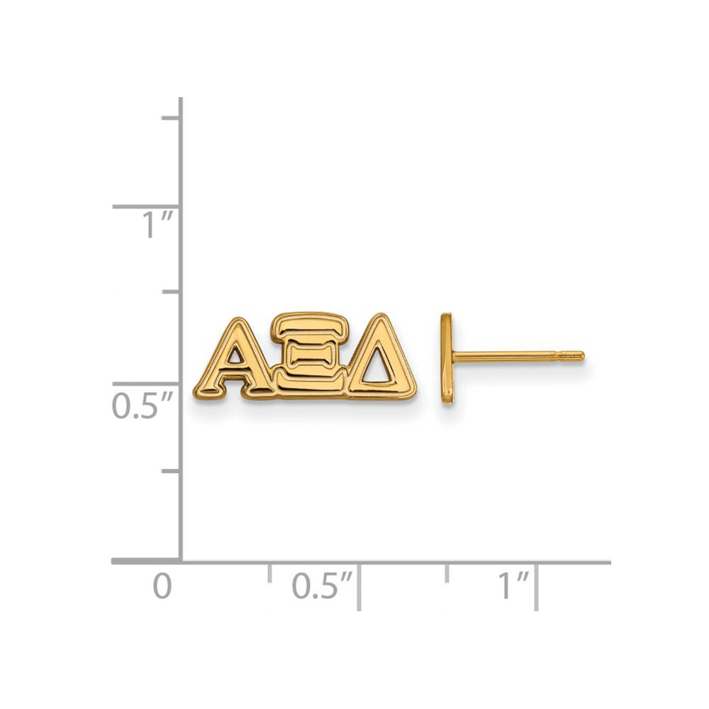 Alternate view of the 14K Plated Silver Alpha Xi Delta XS Greek Letters Post Earrings by The Black Bow Jewelry Co.