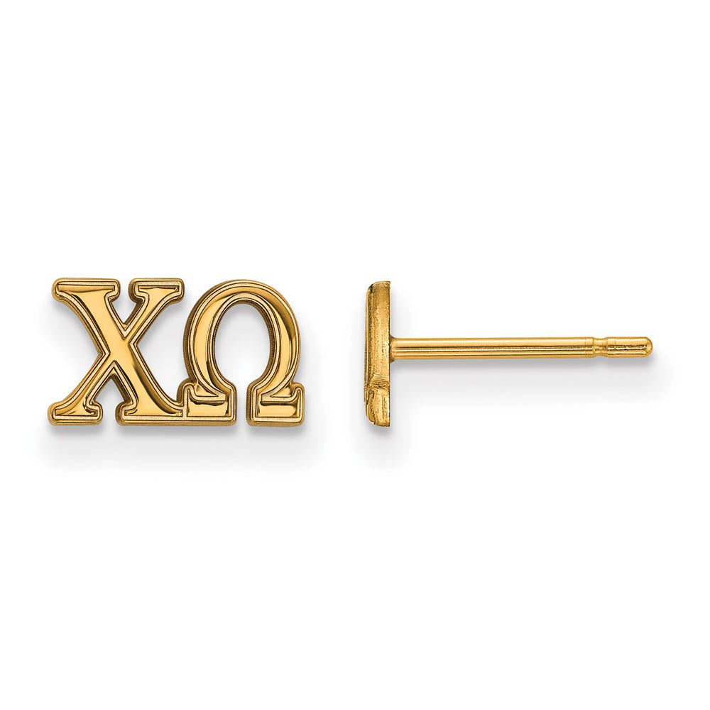 14K Plated Silver Chi Omega XS Greek Letters Post Earrings, Item E17478 by The Black Bow Jewelry Co.