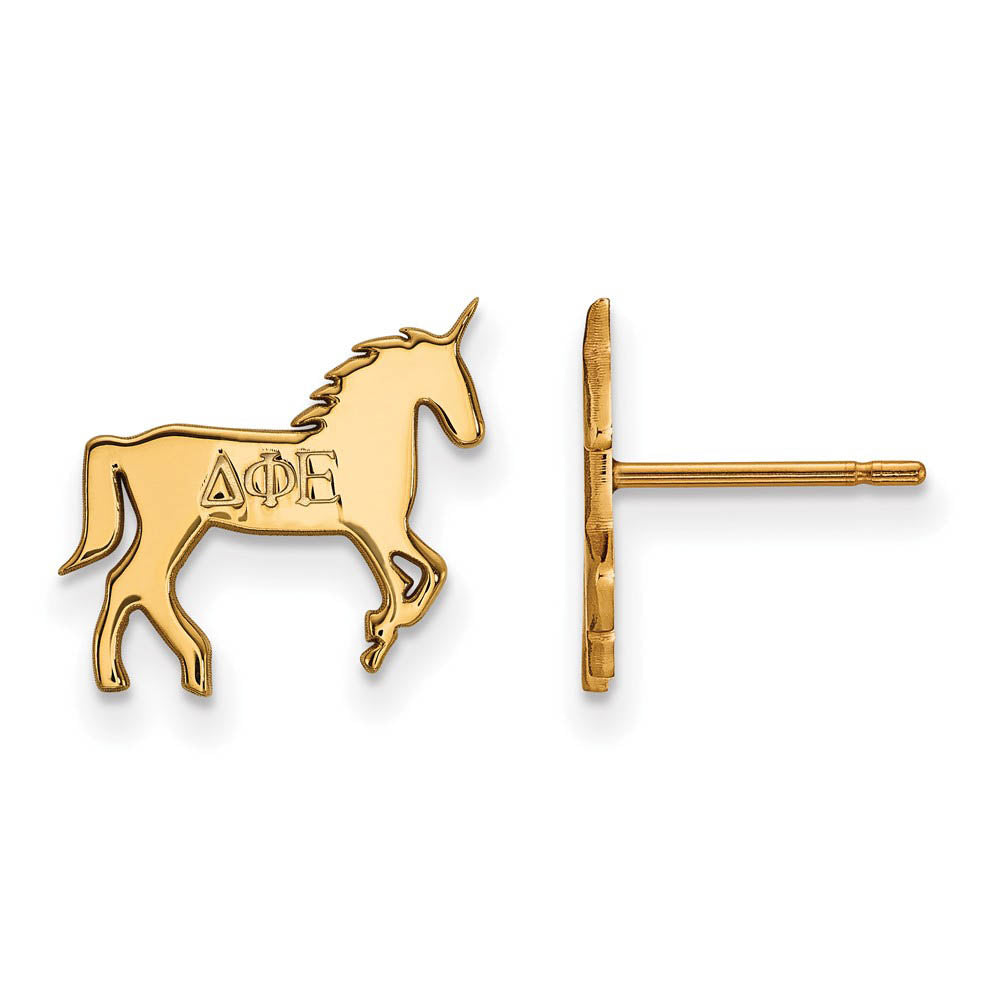 14K Plated Silver Delta Phi Epsilon XS Post Earrings, Item E17485 by The Black Bow Jewelry Co.