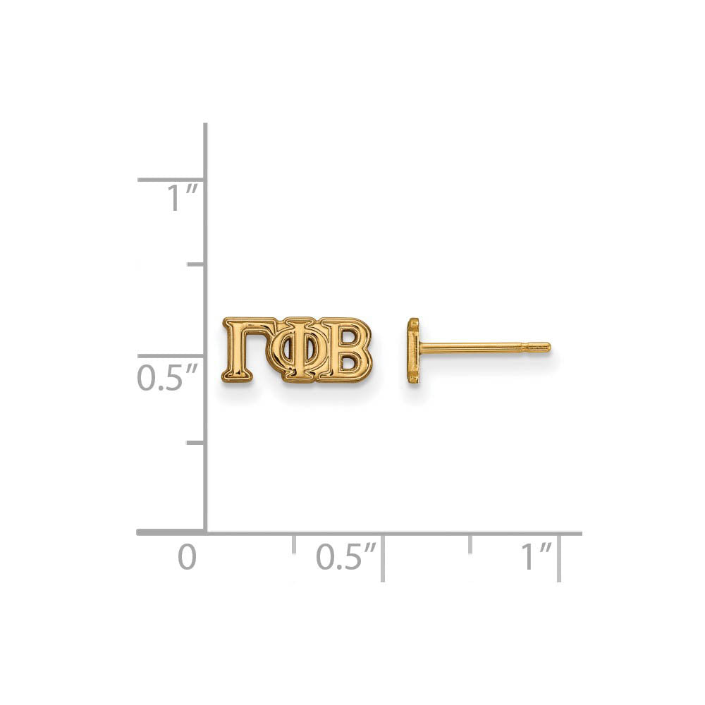Alternate view of the 14K Plated Silver Gamma Phi Beta XS Greek Letters Post Earrings by The Black Bow Jewelry Co.