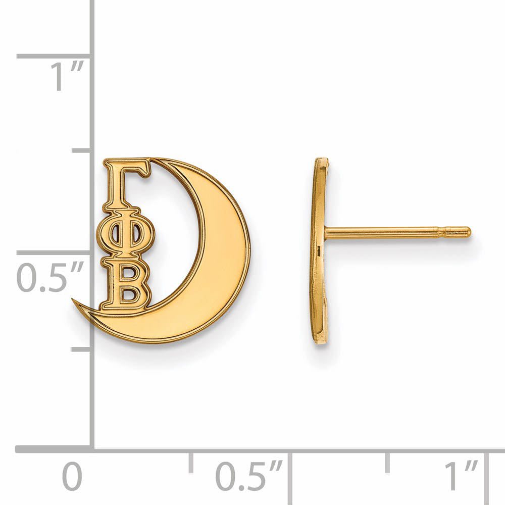 Alternate view of the 14K Plated Silver Gamma Phi Beta XS Post Earrings by The Black Bow Jewelry Co.