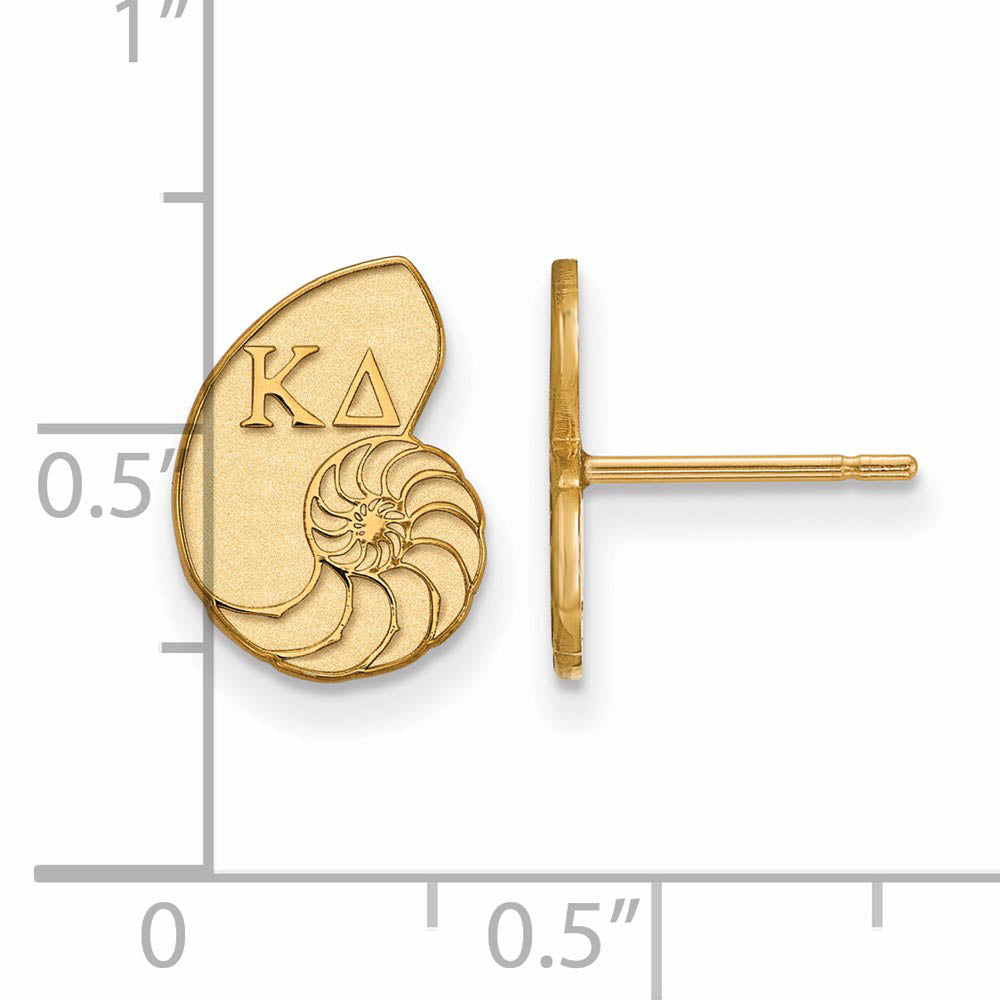 Alternate view of the 14K Plated Silver Kappa Delta XS Post Earrings by The Black Bow Jewelry Co.