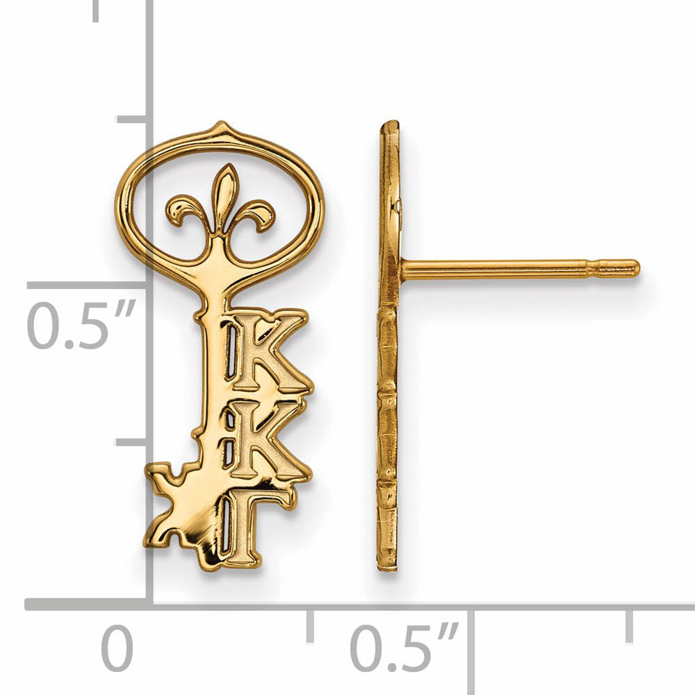 Alternate view of the 14K Plated Silver Kappa Kappa Gamma XS Post Earrings by The Black Bow Jewelry Co.