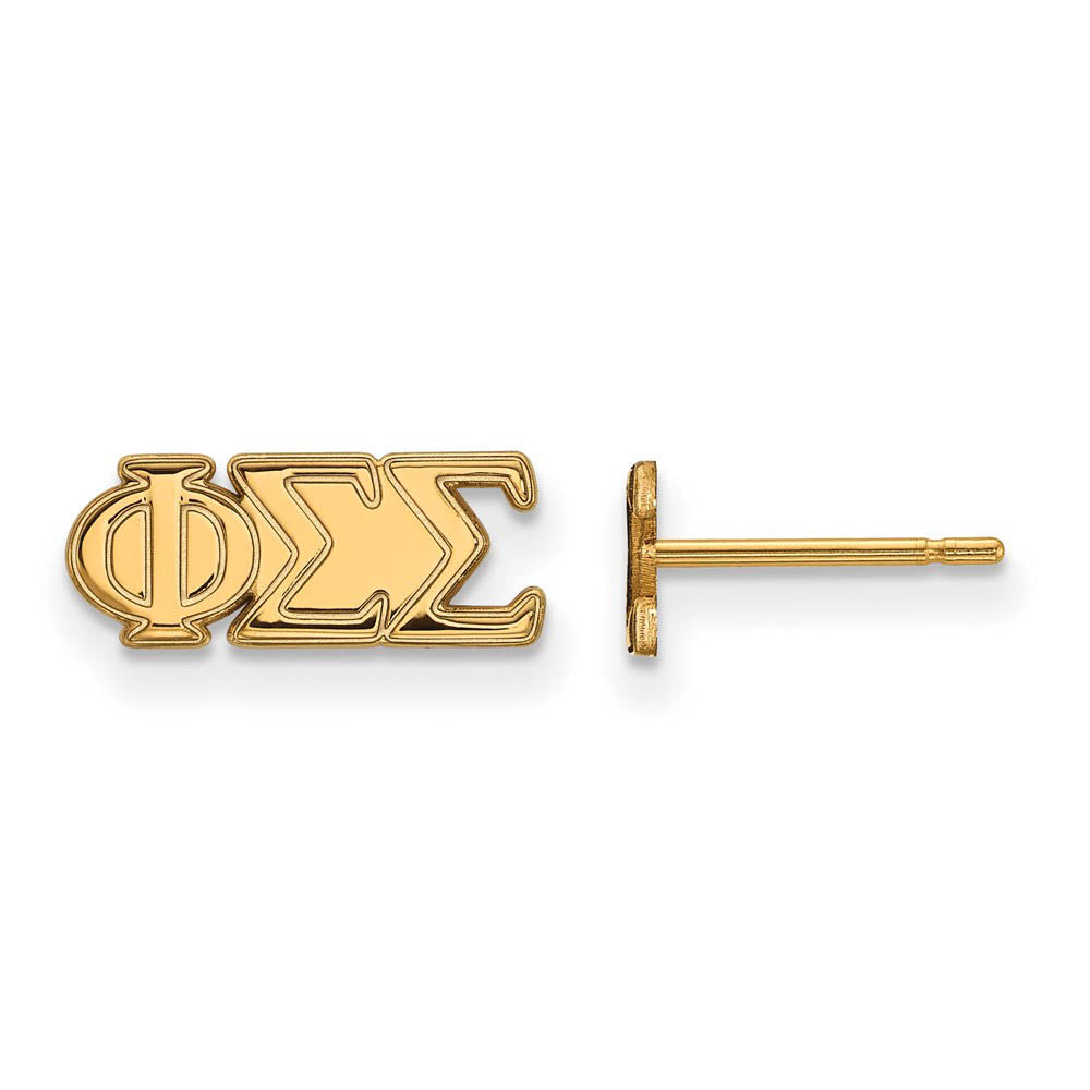 14K Plated Silver Phi Sigma Sigma XS Greek Letters Post Earrings, Item E17498 by The Black Bow Jewelry Co.