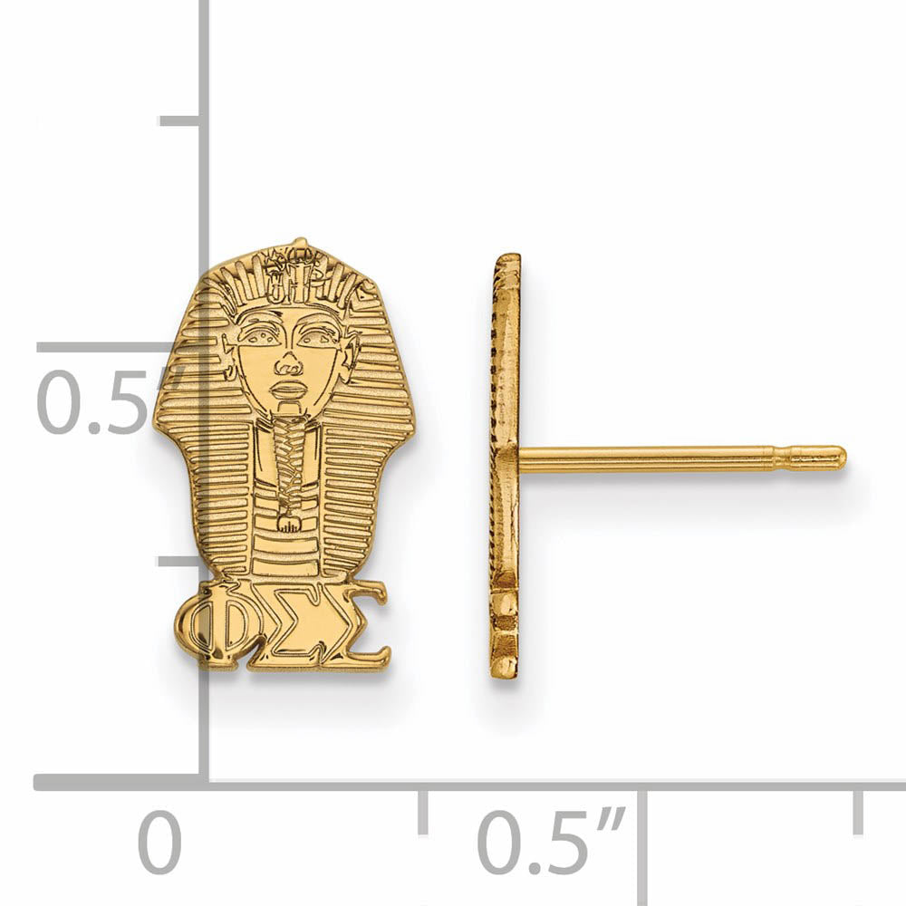 Alternate view of the 14K Plated Silver Phi Sigma Sigma XS Post Earrings by The Black Bow Jewelry Co.