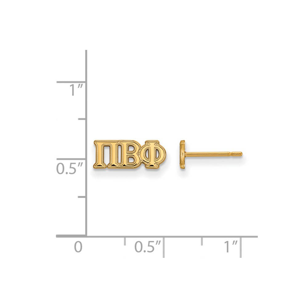 Alternate view of the 14K Plated Silver Pi Beta Phi XS Greek Letters Post Earrings by The Black Bow Jewelry Co.