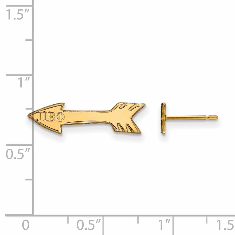 Alternate view of the 14K Plated Silver Pi Beta Phi XS Post Earrings by The Black Bow Jewelry Co.