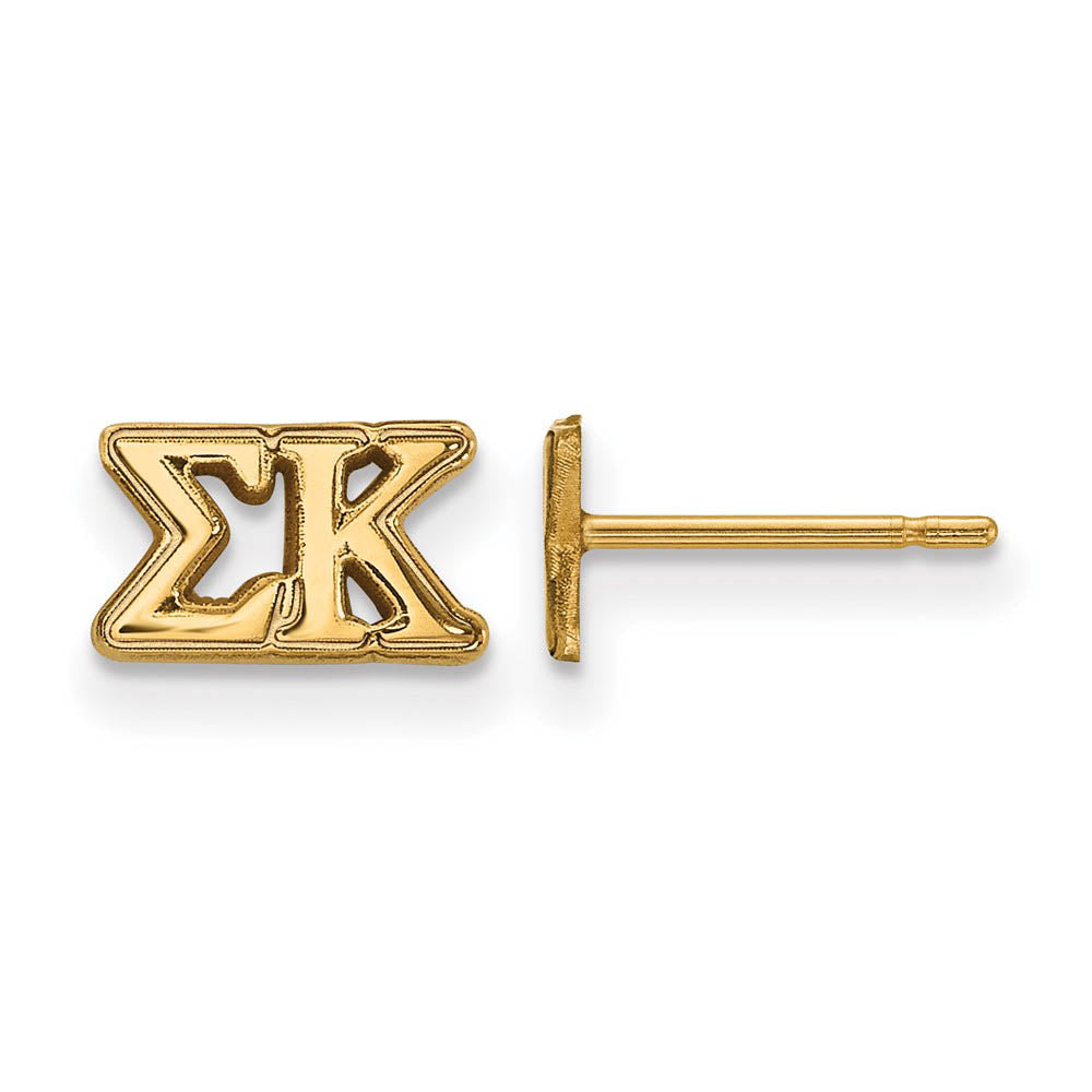 14K Plated Silver Sigma Kappa XS Greek Letters Post Earrings, Item E17504 by The Black Bow Jewelry Co.