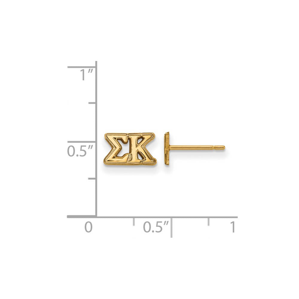 Alternate view of the 14K Plated Silver Sigma Kappa XS Greek Letters Post Earrings by The Black Bow Jewelry Co.