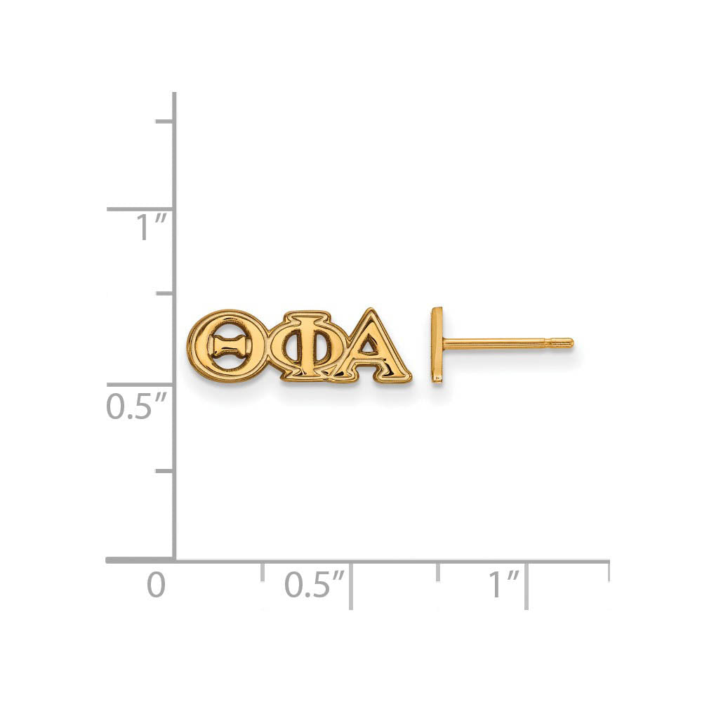 Alternate view of the 14K Plated Silver Theta Phi Alpha XS Greek Letters Post Earrings by The Black Bow Jewelry Co.