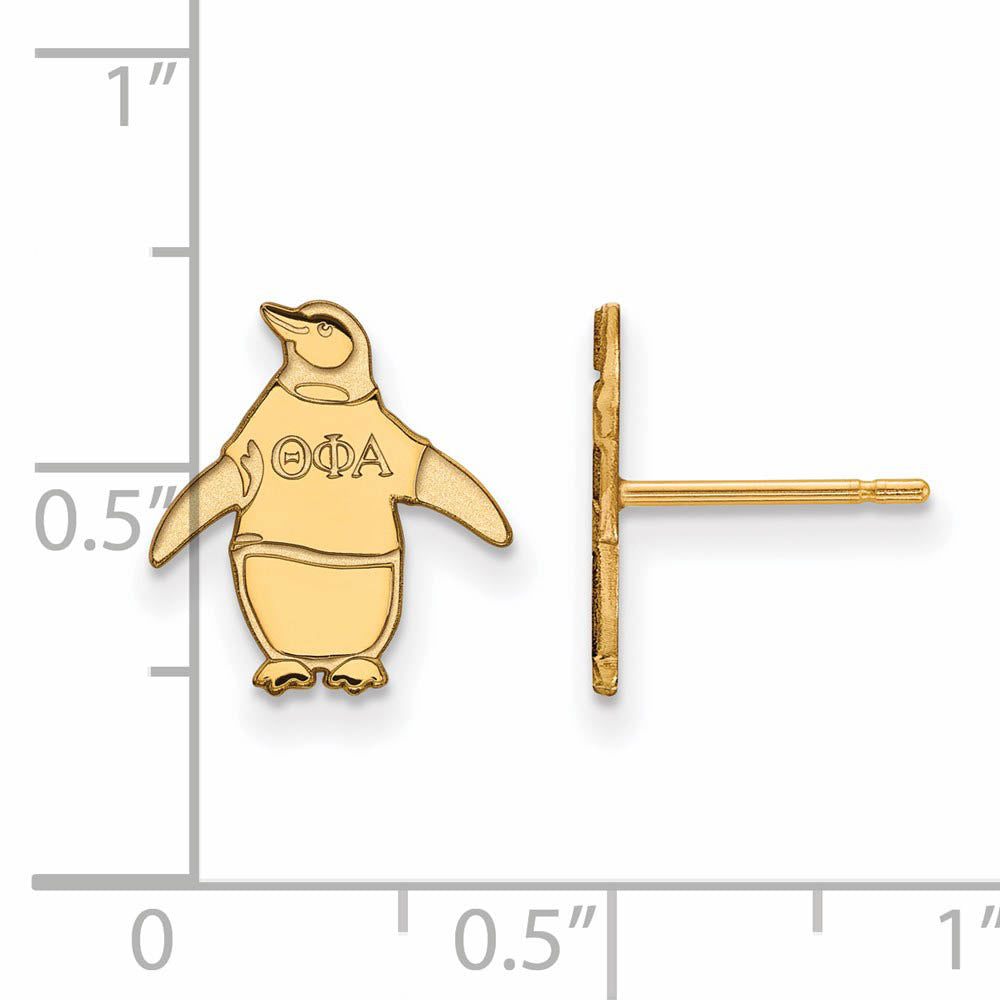 Alternate view of the 14K Plated Silver Theta Phi Alpha XS Post Earrings by The Black Bow Jewelry Co.
