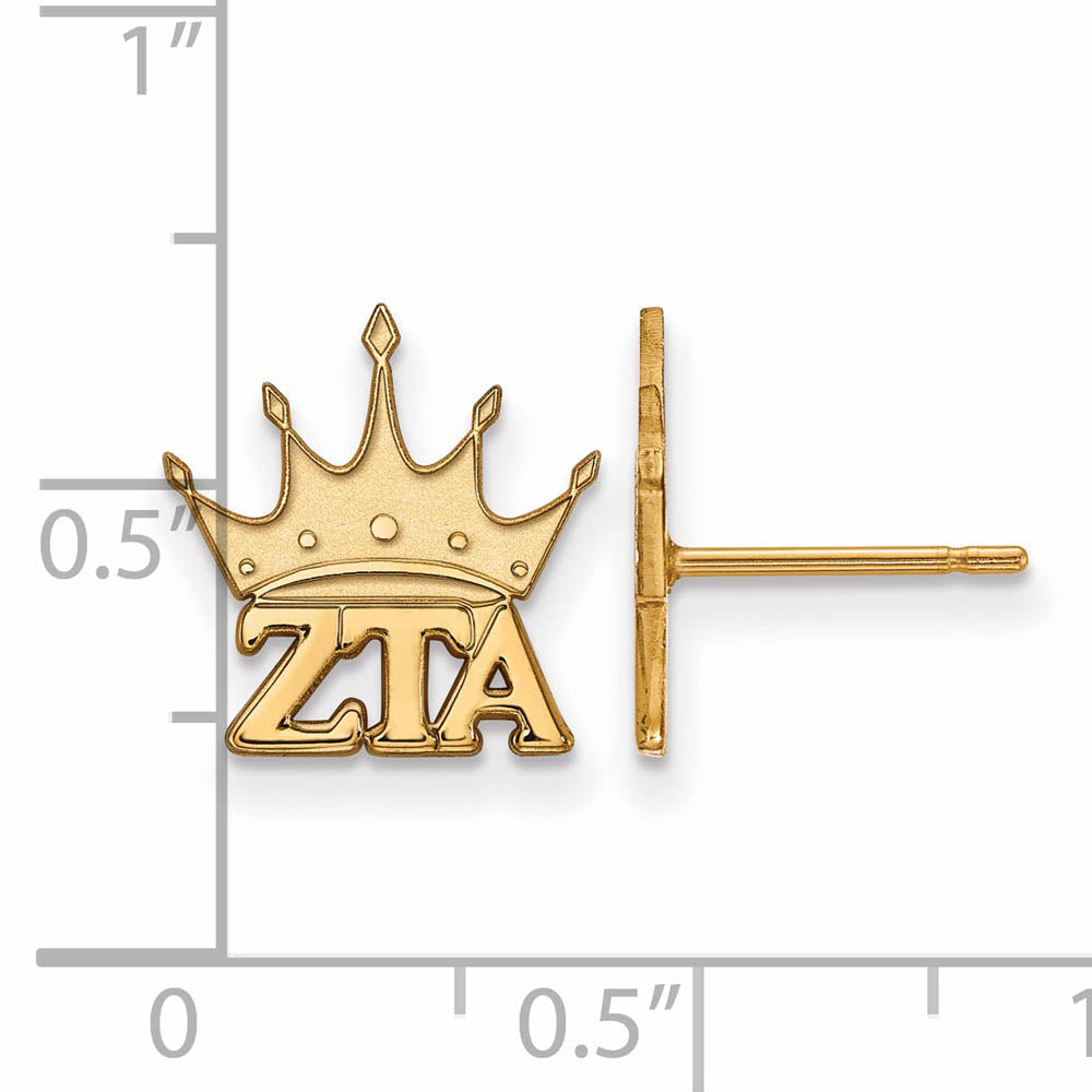 Alternate view of the 14K Plated Silver Zeta Tau Alpha XS Post Earrings by The Black Bow Jewelry Co.