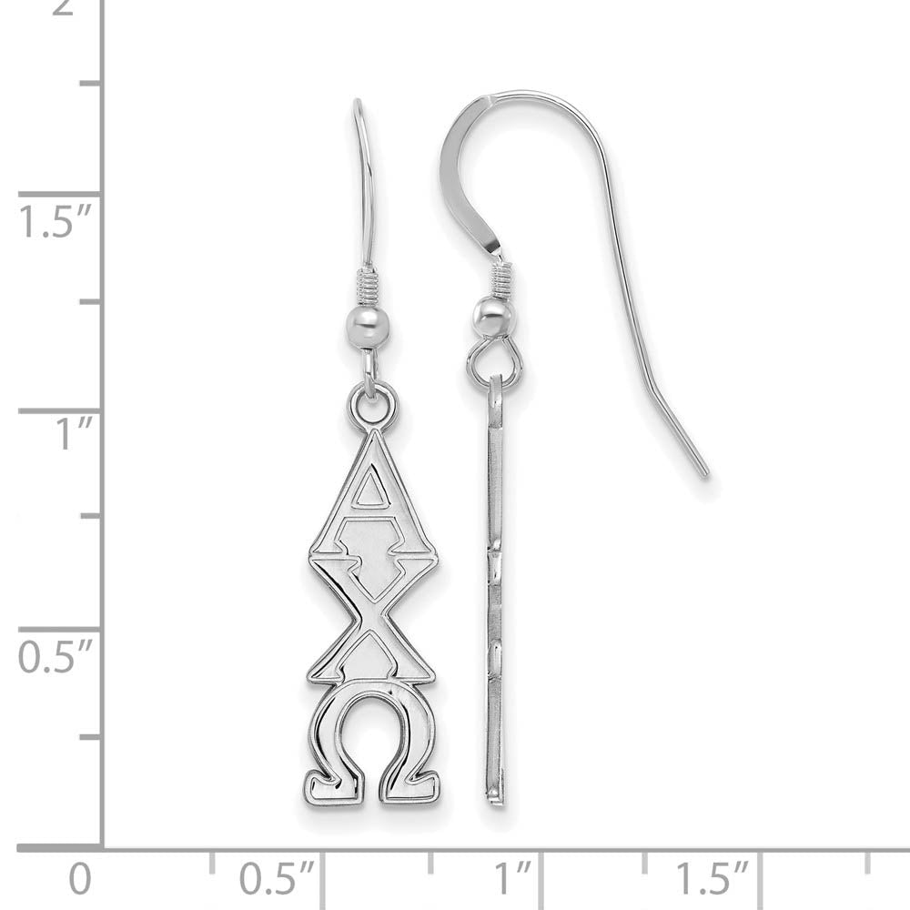 Alternate view of the Sterling Silver Alpha Chi Omega Dangle Small Earrings by The Black Bow Jewelry Co.