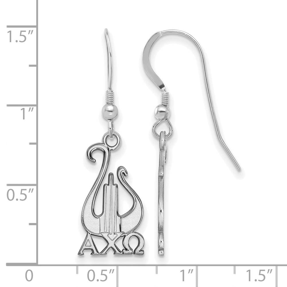 Alternate view of the Sterling Silver Alpha Chi Omega Medium Dangle Earrings by The Black Bow Jewelry Co.