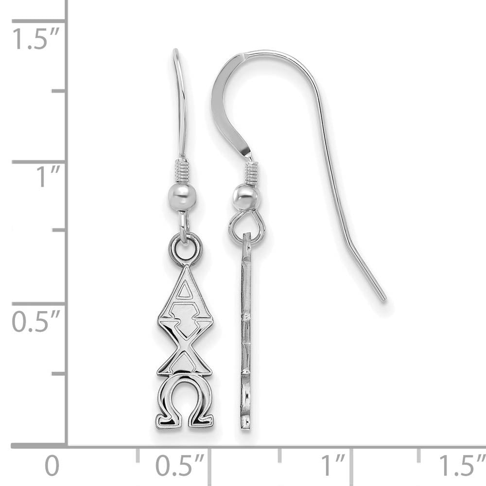 Alternate view of the Sterling Silver Alpha Chi Omega Small Dangle Earrings by The Black Bow Jewelry Co.
