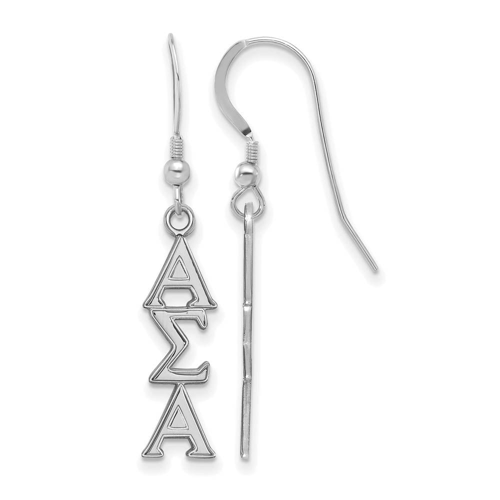 Sterling Silver Alpha Sigma Alpha Dangle Medium Earrings, Item E17530 by The Black Bow Jewelry Co.