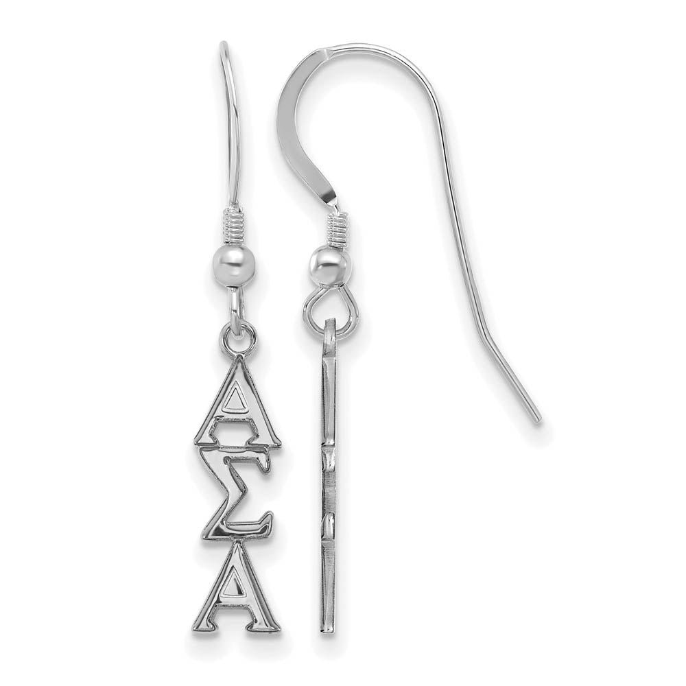Sterling Silver Small Alpha Sigma Alpha Dangle Earrings, Item E17531 by The Black Bow Jewelry Co.