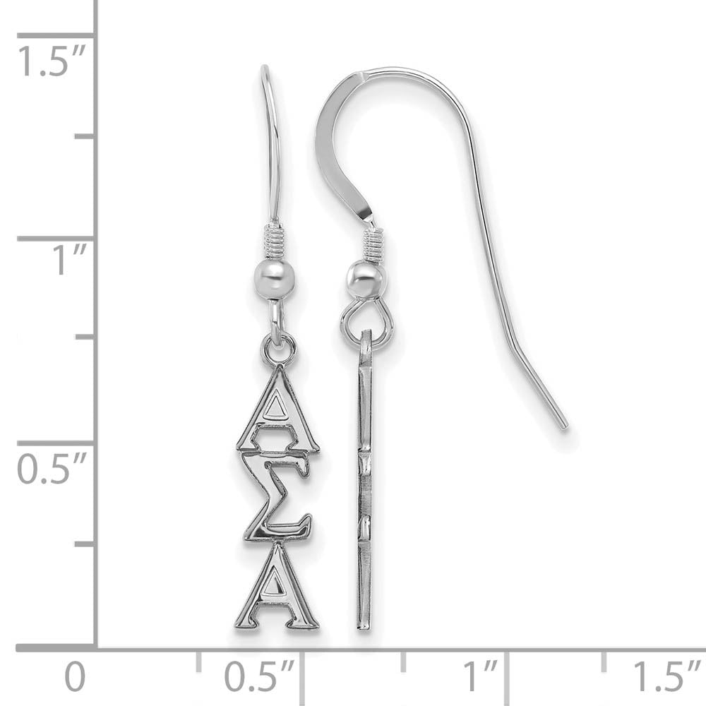 Alternate view of the Sterling Silver Small Alpha Sigma Alpha Dangle Earrings by The Black Bow Jewelry Co.