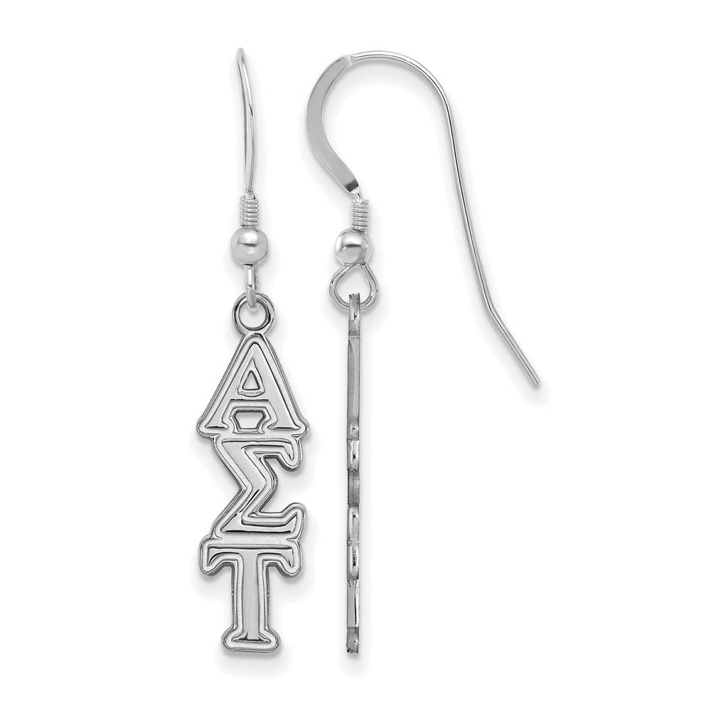 Sterling Silver Alpha Sigma Tau Dangle Medium Earrings, Item E17533 by The Black Bow Jewelry Co.