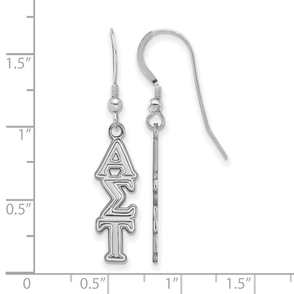 Alternate view of the Sterling Silver Alpha Sigma Tau Dangle Medium Earrings by The Black Bow Jewelry Co.
