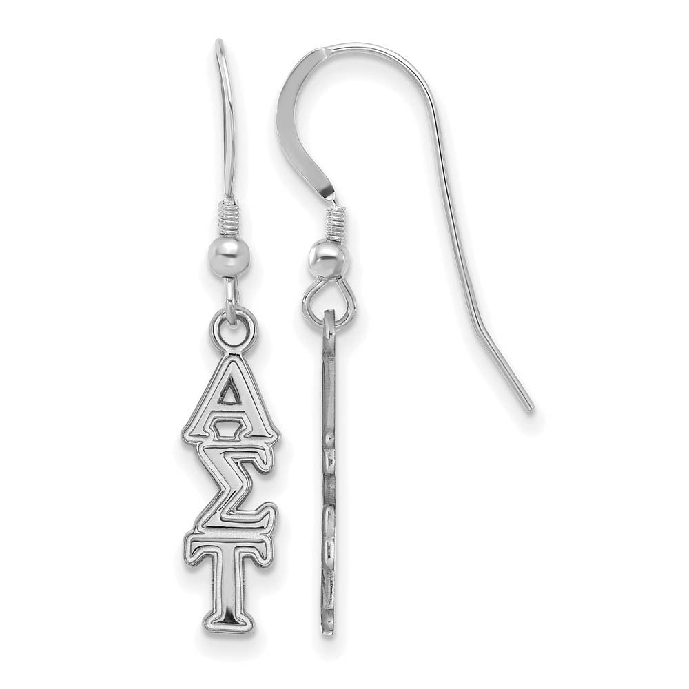 Sterling Silver Small Alpha Sigma Tau Dangle Earrings, Item E17534 by The Black Bow Jewelry Co.