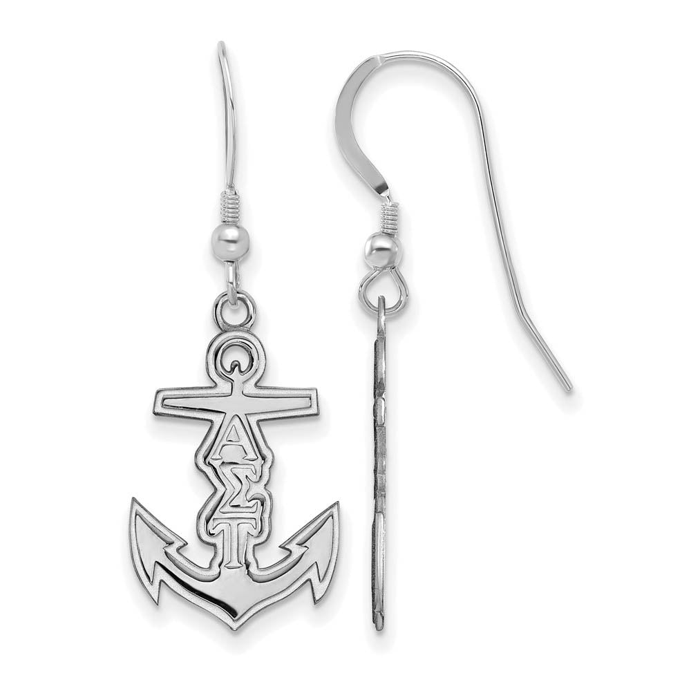 Sterling Silver Alpha Sigma Tau Small Dangle Earrings, Item E17535 by The Black Bow Jewelry Co.