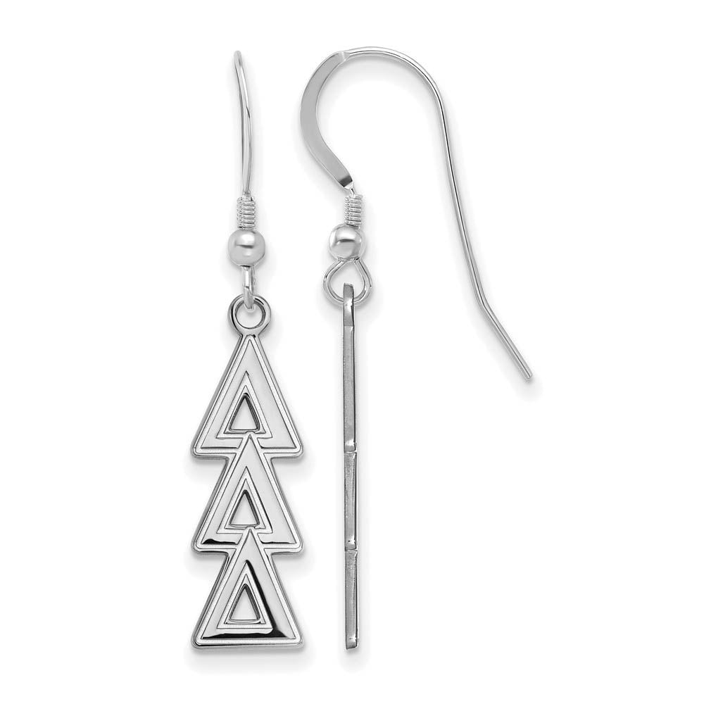 Sterling Silver Delta Delta Delta Dangle Medium Earrings, Item E17542 by The Black Bow Jewelry Co.