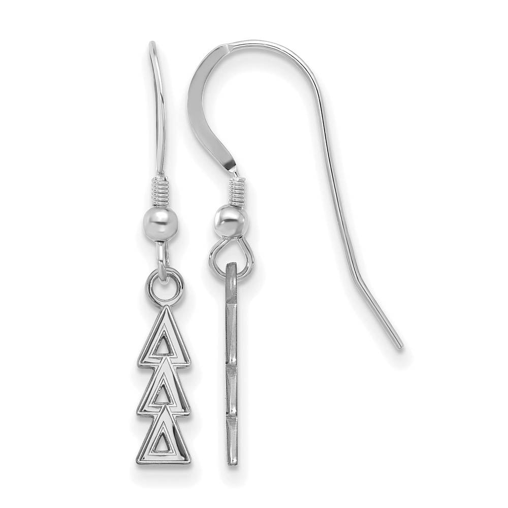 Sterling Silver Small Delta Delta Delta Dangle Earrings, Item E17543 by The Black Bow Jewelry Co.