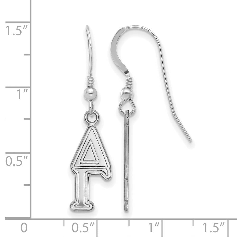 Alternate view of the Sterling Silver Delta Gamma Dangle Small Earrings by The Black Bow Jewelry Co.