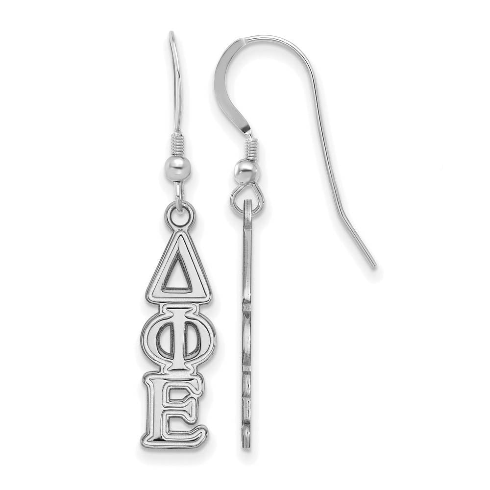 Sterling Silver Delta Phi Epsilon Dangle Small Earrings, Item E17548 by The Black Bow Jewelry Co.