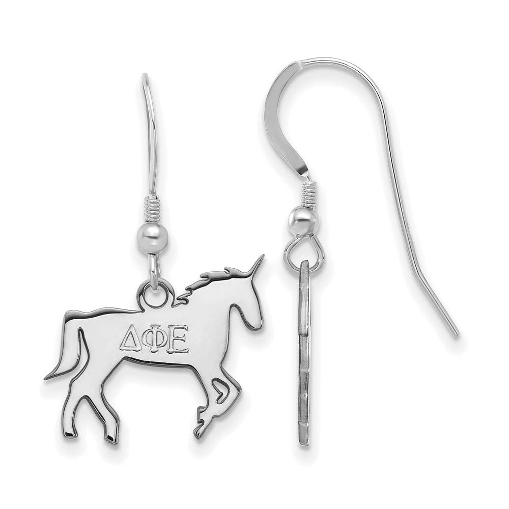 Sterling Silver Delta Phi Epsilon Small Dangle Earrings, Item E17549 by The Black Bow Jewelry Co.
