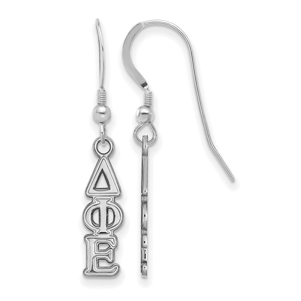 Sterling Silver Delta Phi Epsilon XS Dangle Earrings, Item E17550 by The Black Bow Jewelry Co.
