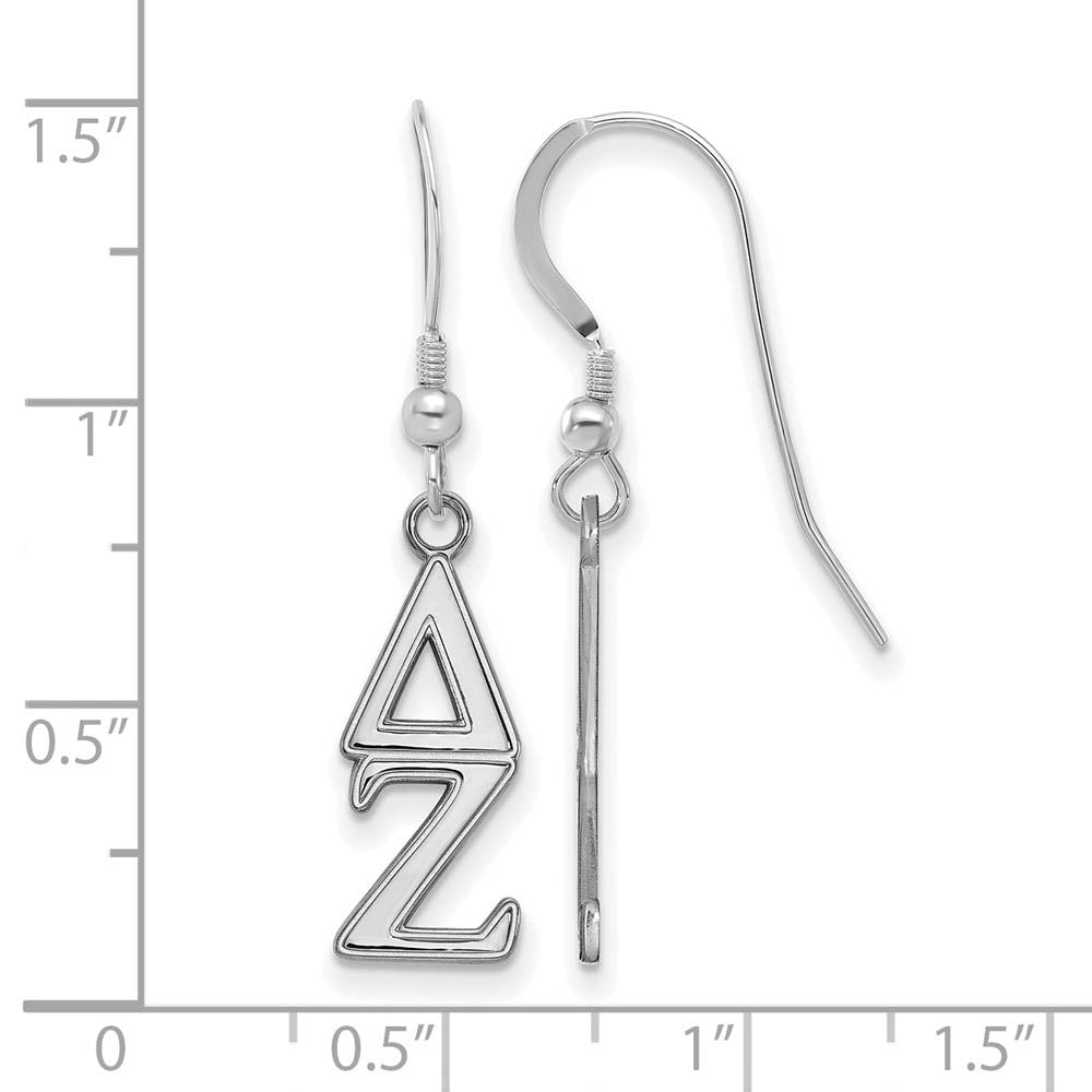 Alternate view of the Sterling Silver Delta Zeta Dangle Small Earrings by The Black Bow Jewelry Co.