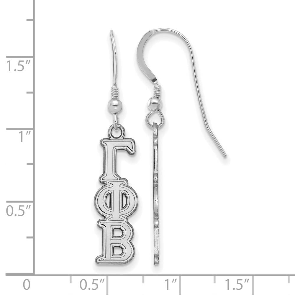 Alternate view of the Sterling Silver Gamma Phi Beta Dangle Small Earrings by The Black Bow Jewelry Co.