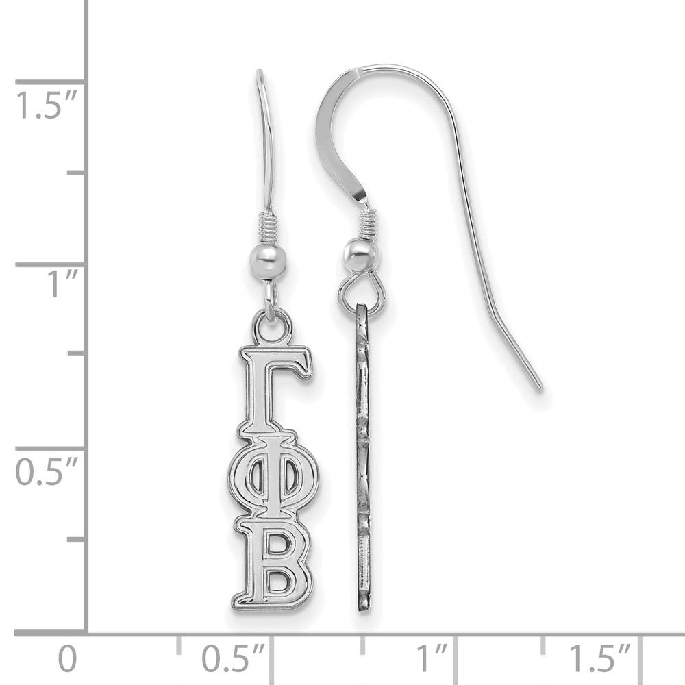 Alternate view of the Sterling Silver Gamma Phi Beta XS Dangle Earrings by The Black Bow Jewelry Co.
