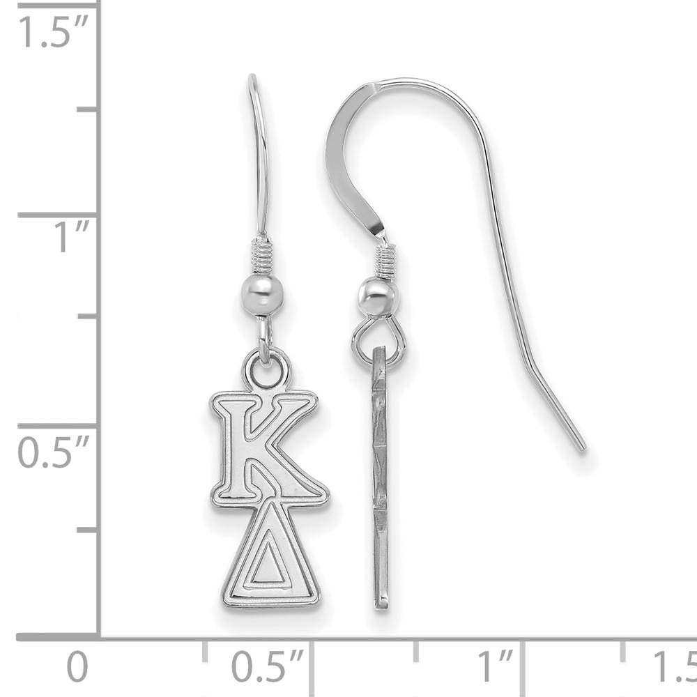 Alternate view of the Sterling Silver Kappa Delta XS Dangle Earrings by The Black Bow Jewelry Co.