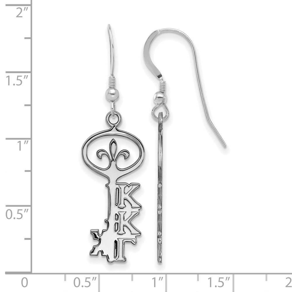 Alternate view of the Sterling Silver Kappa Kappa Gamma Small Dangle Earrings by The Black Bow Jewelry Co.