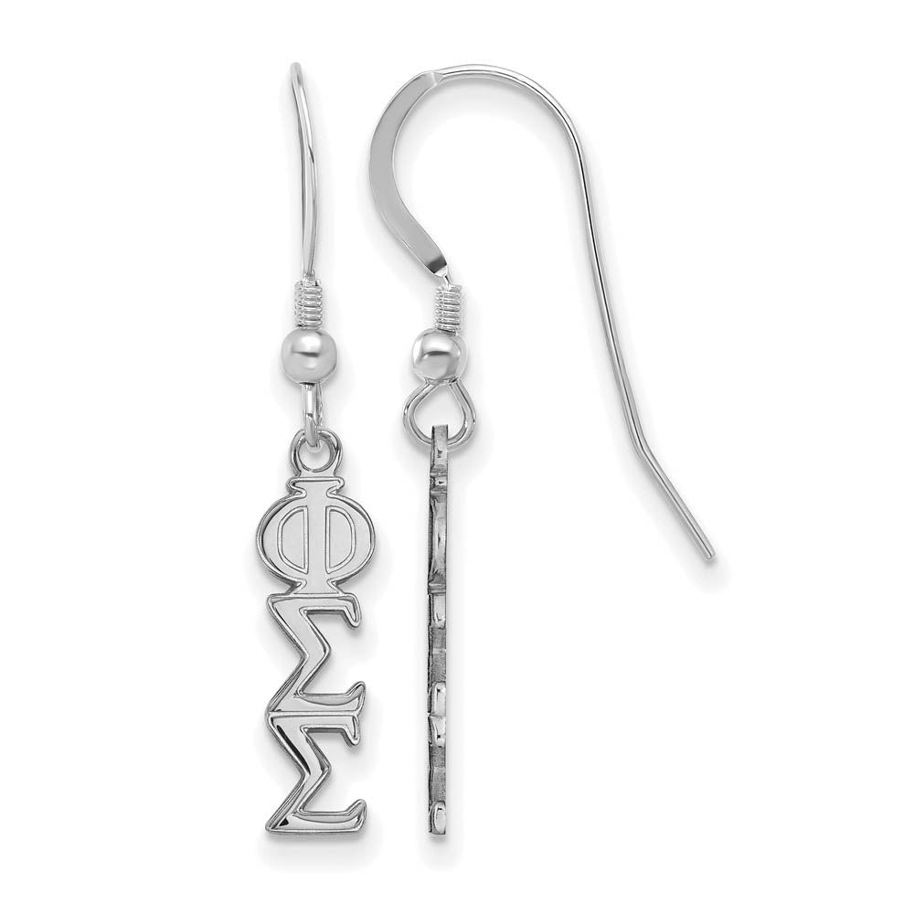 Sterling Silver Small Phi Sigma Sigma Dangle Earrings, Item E17570 by The Black Bow Jewelry Co.