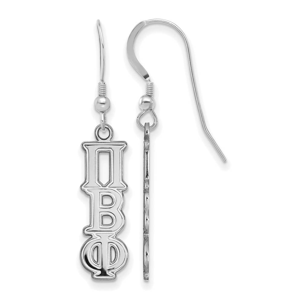 Sterling Silver Pi Beta Phi Dangle Small Earrings, Item E17572 by The Black Bow Jewelry Co.