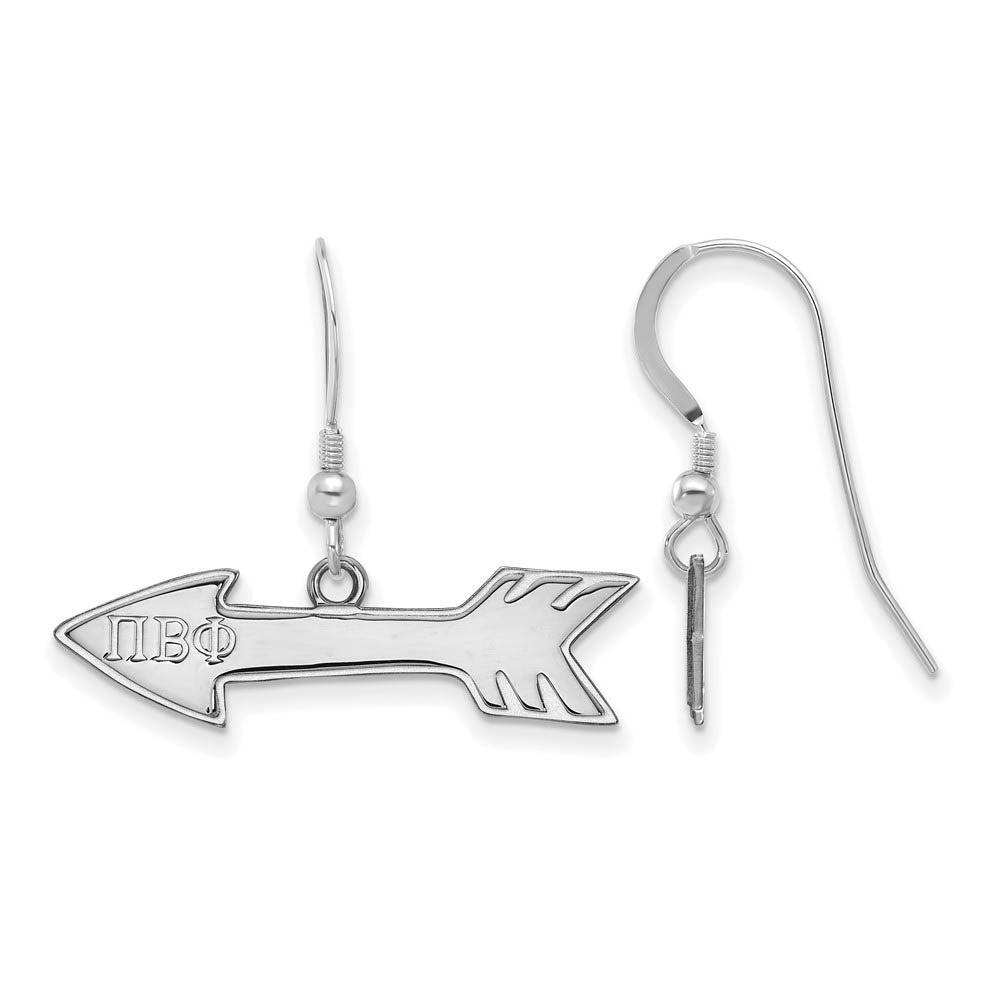 Sterling Silver Pi Beta Phi Small Dangle Earrings, Item E17573 by The Black Bow Jewelry Co.