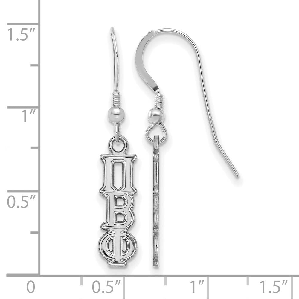 Alternate view of the Sterling Silver Pi Beta Phi XS Dangle Earrings by The Black Bow Jewelry Co.