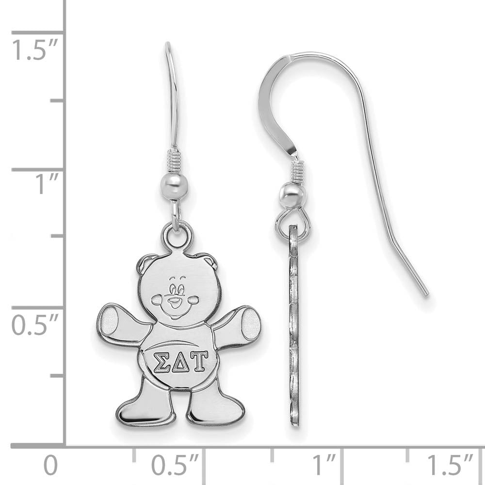 Alternate view of the Sterling Silver Sigma Delta Tau Small Dangle Earrings by The Black Bow Jewelry Co.