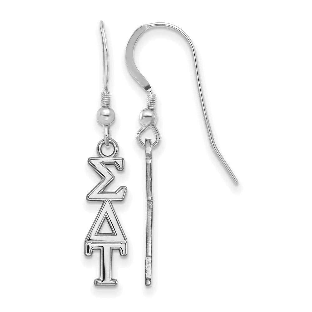 Sterling Silver Sigma Delta Tau XS Dangle Earrings, Item E17577 by The Black Bow Jewelry Co.