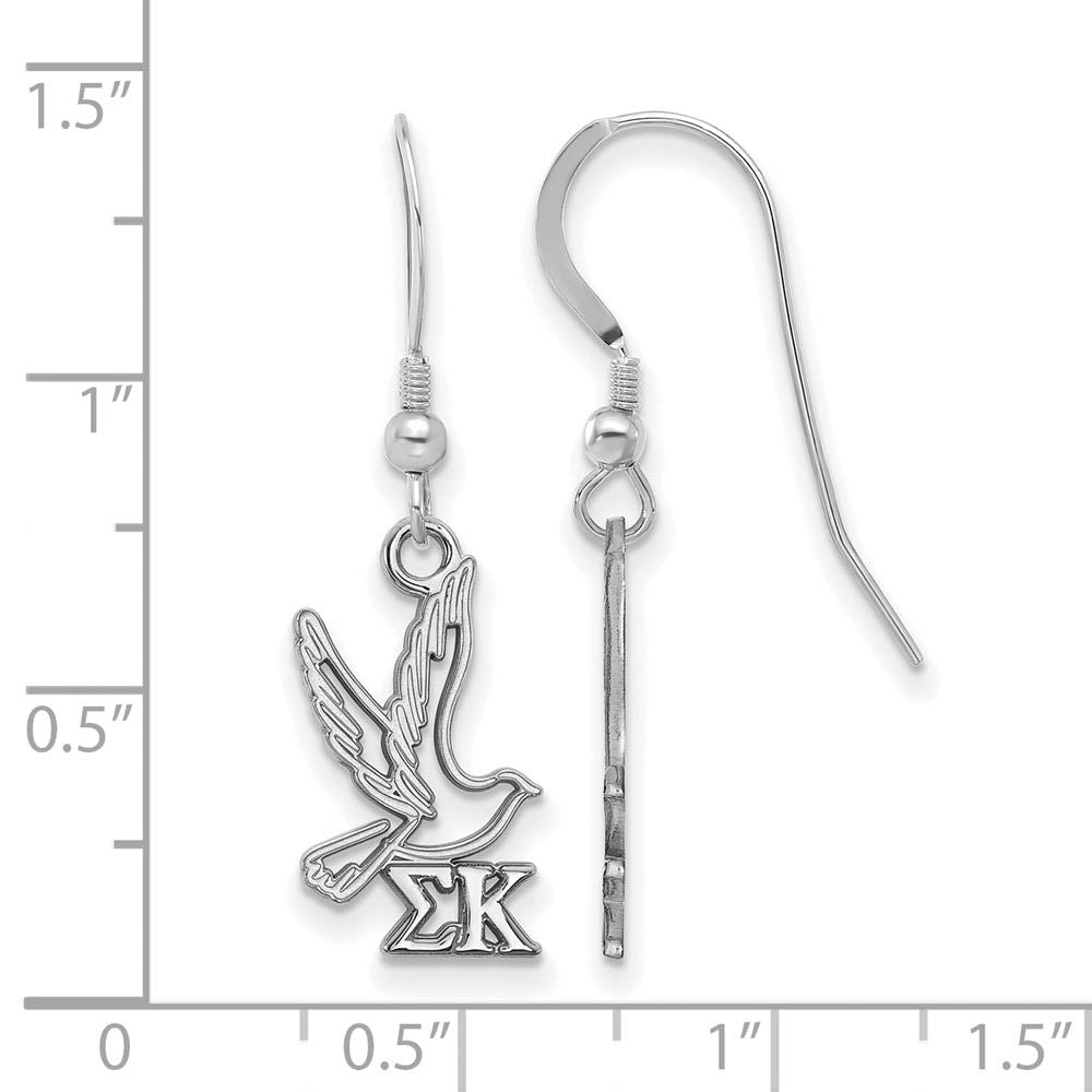 Alternate view of the Sterling Silver Sigma Kappa Small Dangle Earrings by The Black Bow Jewelry Co.