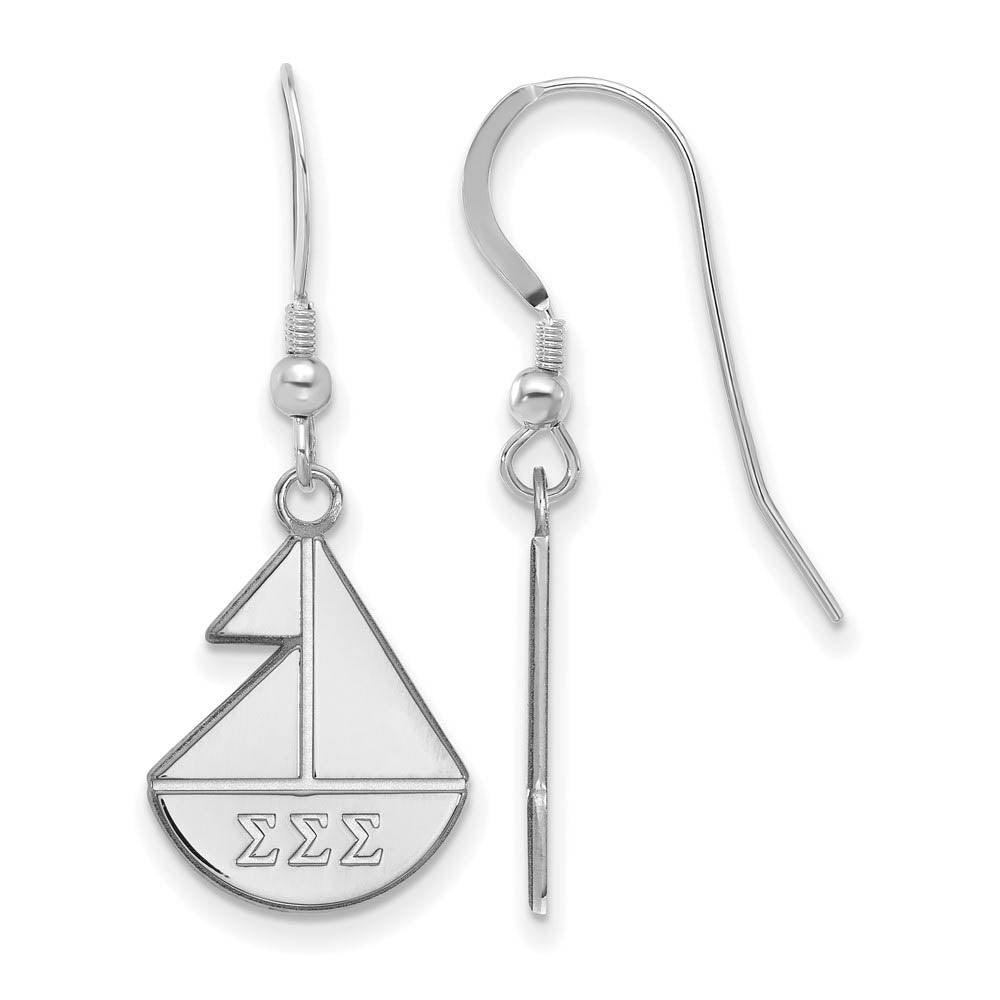 Sterling Silver Sigma Sigma Sigma Small Dangle Earrings, Item E17583 by The Black Bow Jewelry Co.