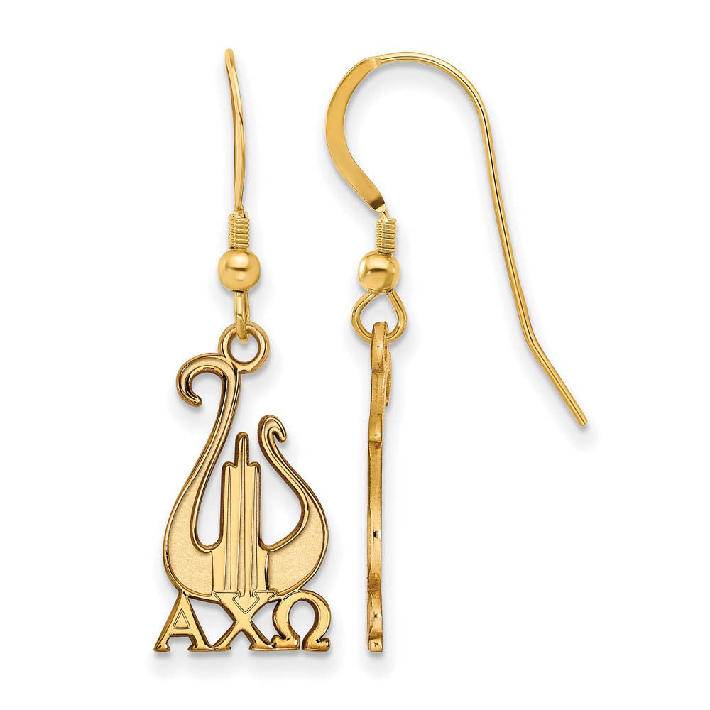 14K Plated Silver Alpha Chi Omega Medium Dangle Earrings, Item E17591 by The Black Bow Jewelry Co.