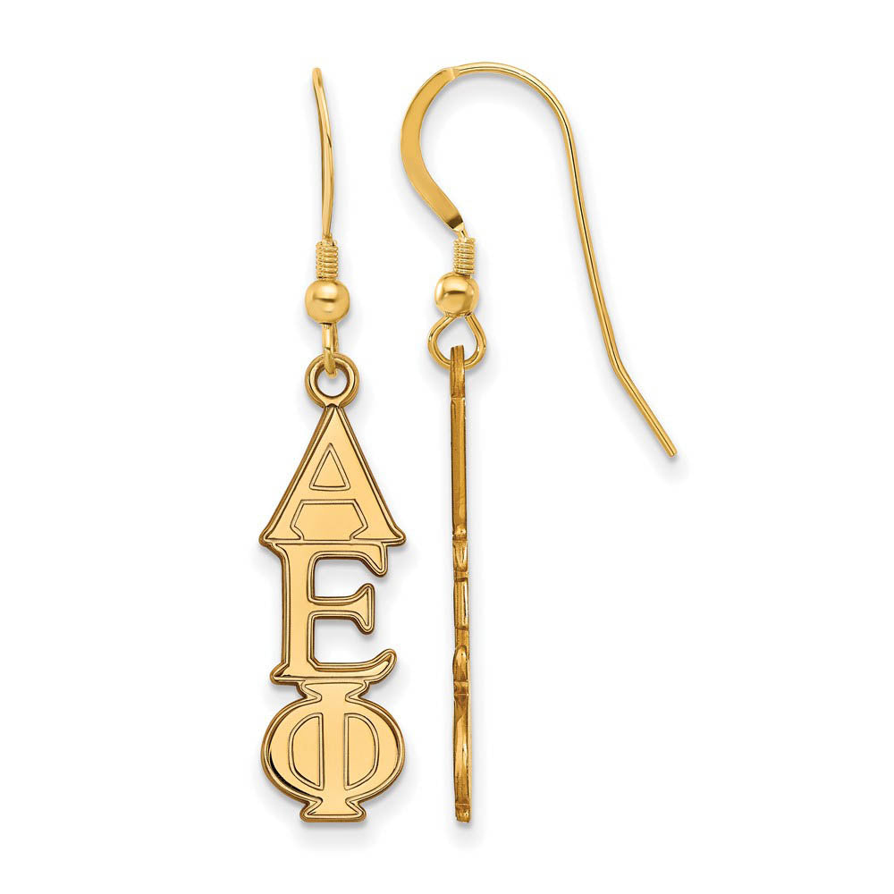 14K Plated Silver Alpha Epsilon Phi Dangle Medium Earrings, Item E17596 by The Black Bow Jewelry Co.