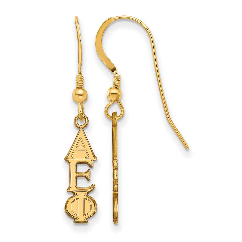 14K Plated Silver Small Alpha Epsilon Phi Dangle Earrings, Item E17597 by The Black Bow Jewelry Co.